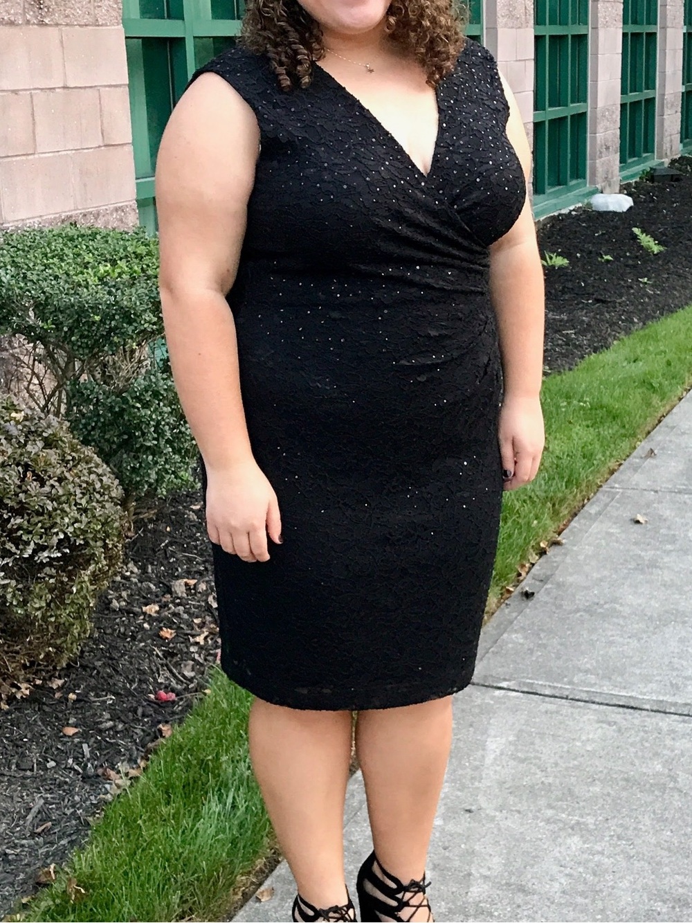 connected apparel Black V-Neck Midi Sheath Dress